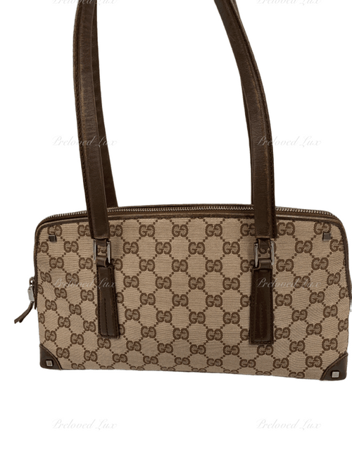 Sold-GUCCI Brown Monogram Shoulder Bag