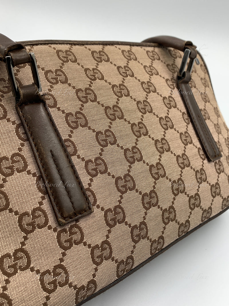 Sold-GUCCI Brown Monogram Shoulder Bag