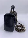 Sold-CHANEL Lambskin Mini Rectangular with Top Handle black/ Gold Hardware