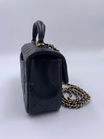 Sold-CHANEL Lambskin Mini Rectangular with Top Handle black/ Gold Hardware