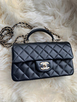 Sold-CHANEL Lambskin Mini Rectangular with Top Handle black/ Gold Hardware