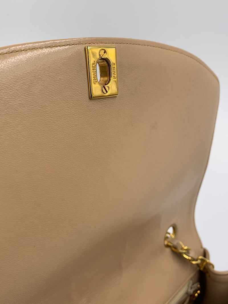 Sold-CHANEL Lambskin Medium Diana Single Chain Single Flap Bag Beige/gold