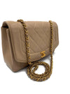 CHANEL Lambskin Medium Diana Single Chain Single Flap Bag Beige gold hardware