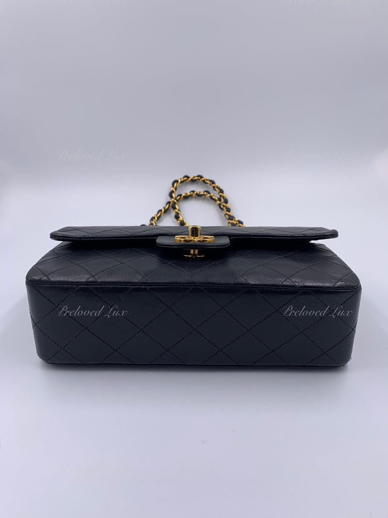 CHANEL Lambskin Small Classic Double Flap Bag Black/ Gold Hardware