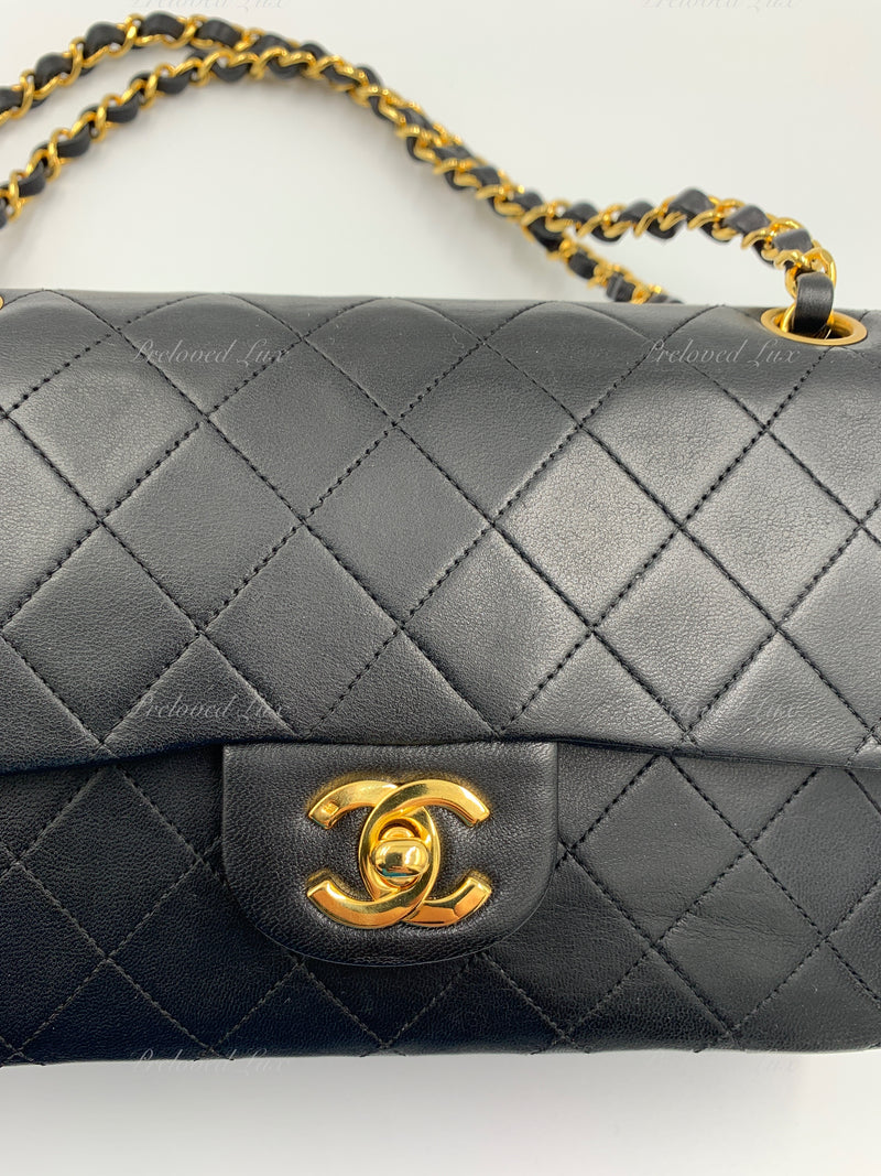 Chanel Black Vintage Lambskin Top Handle Bag with 24K Gold Hardware Chanel