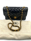 Sold~CHANEL Coated Canvas Black Crossbody Flap Bag with Gold Hardware