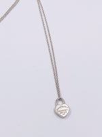 Sold-Tiffany & Co 925 Silver Return to Tiffany Heart Lock with Necklace