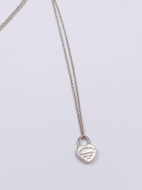Sold-Tiffany & Co 925 Silver Return to Tiffany Heart Lock with Necklace