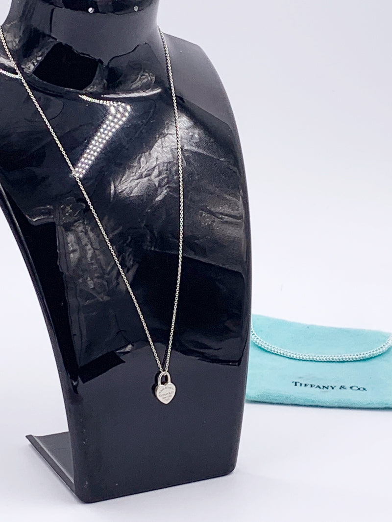 Sold-Tiffany & Co 925 Silver Return to Tiffany Heart Lock with Necklace