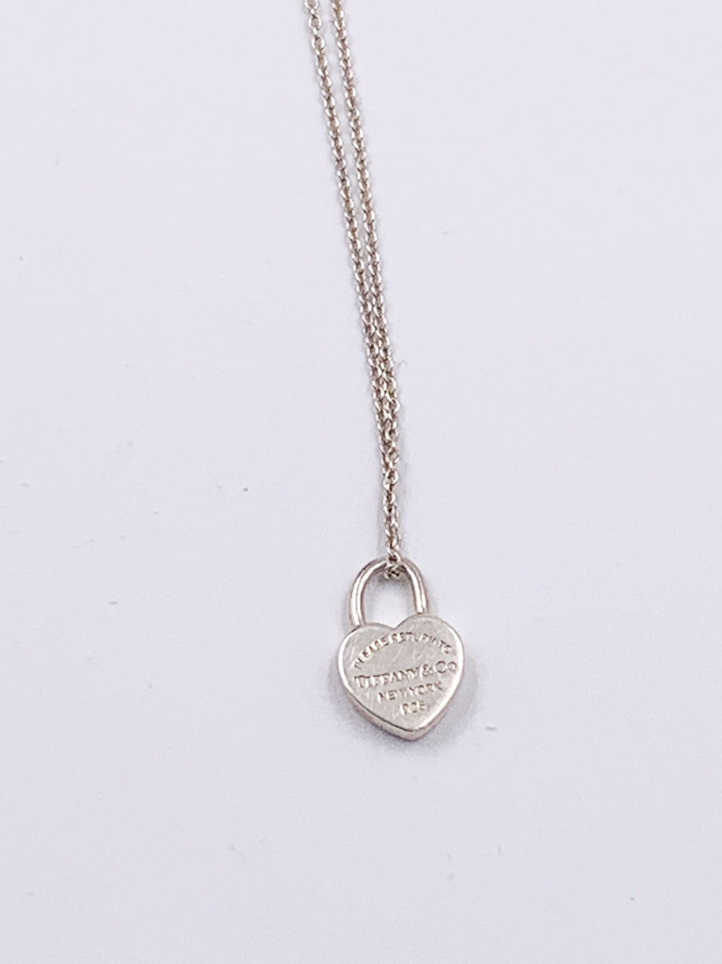 Sold-Tiffany & Co 925 Silver Return to Tiffany Heart Lock with Necklace