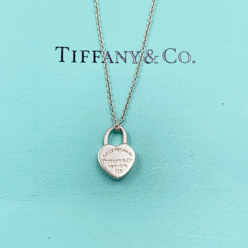 Sold-Tiffany & Co 925 Silver Return to Tiffany Heart Lock with Necklace