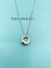 Sold-Tiffany & Co 925 Silver Elsa Peretti Eternal Circle Pendant with Necklace