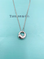Sold-Tiffany & Co 925 Silver Elsa Peretti Eternal Circle Pendant with Necklace