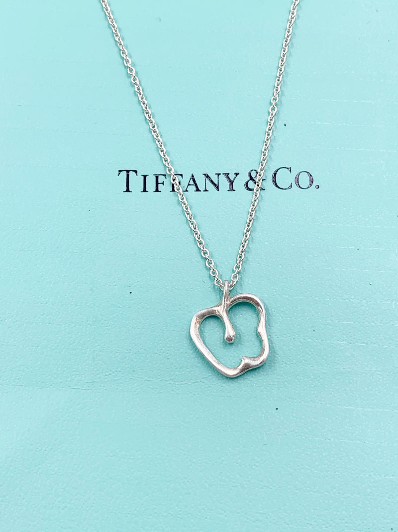 Tiffany & Co 925 Silver Apple Pendant with Necklace