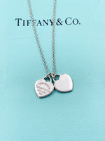 Sold-Tiffany & Co 925 Silver Return to Tiffany Mini Double Heart with Necklace