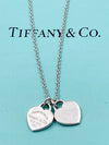 Sold-Tiffany & Co 925 Silver Return to Tiffany Mini Double Heart with Necklace