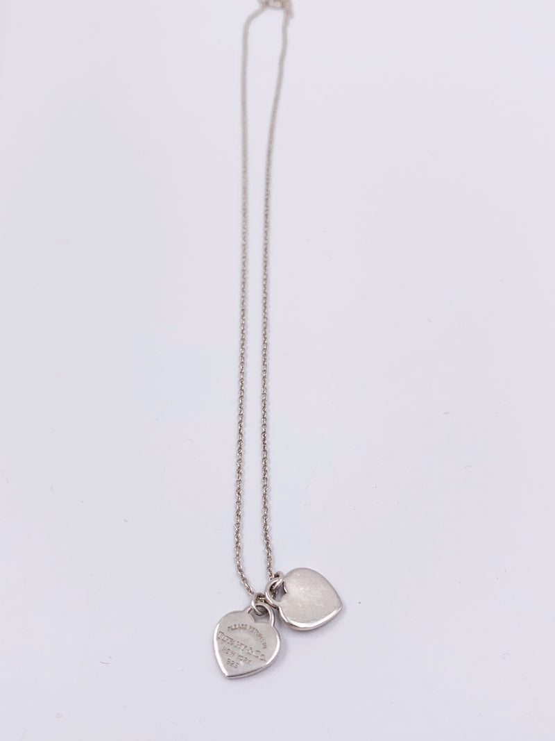 Sold-Tiffany & Co 925 Silver Return to Tiffany Mini Double Heart with Necklace