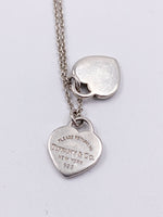 Sold-Tiffany & Co 925 Silver Return to Tiffany Mini Double Heart with Necklace