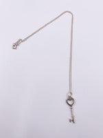 Sold-Tiffany & Co 925 Silver Heart Key Pendant with Necklace