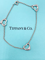 Sold-Tiffany & Co 925 Silver Elsa Peretti Open Heart Bracelet