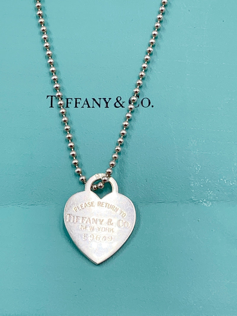 Sold-Tiffany & Co 925 Silver Return to Tiffany Heart Tag Necklace