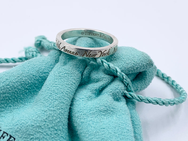 Sold-Tiffany & Co "727 Fifth Avenue New York, NY 10022" Silver Ring Size 6