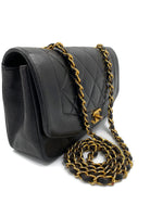 CHANEL Lambskin Small Diana Single Chain Single Flap Bag Black gold hardware crossbody