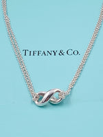 Sold-Tiffany & Co 925 Silver Infinity Pendant with Double Chain Necklace