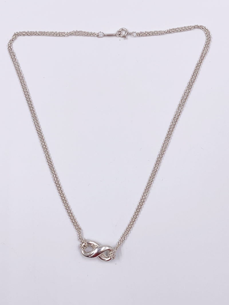 Sold-Tiffany & Co 925 Silver Infinity Pendant with Double Chain Necklace