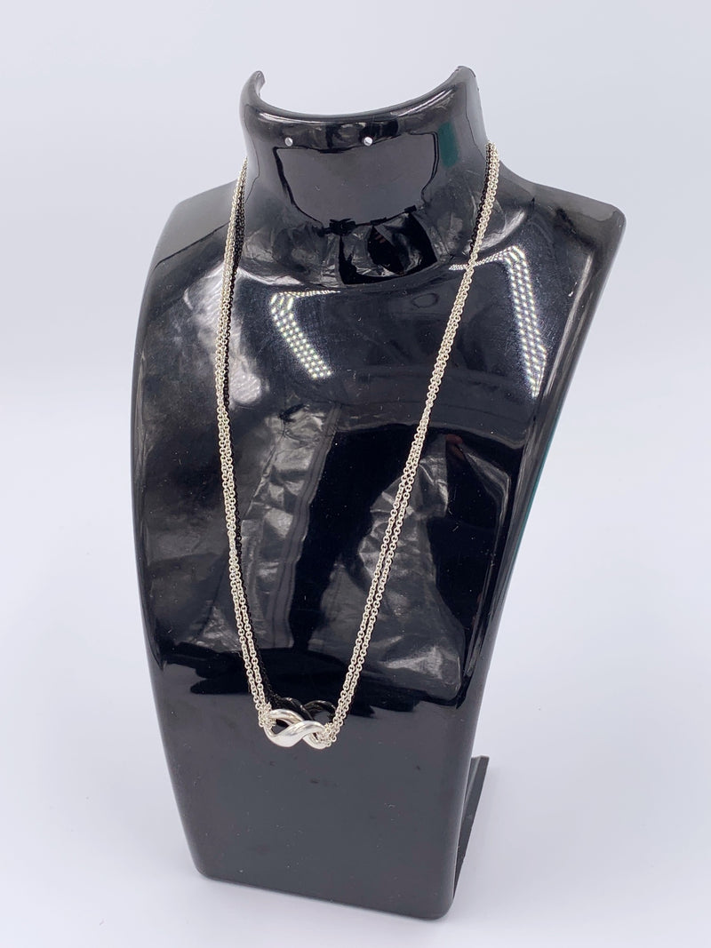 Sold-Tiffany & Co 925 Silver Infinity Pendant with Double Chain Necklace