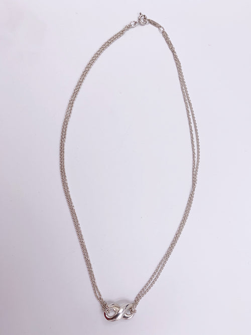 Sold-Tiffany & Co 925 Silver Infinity Pendant with Double Chain Necklace