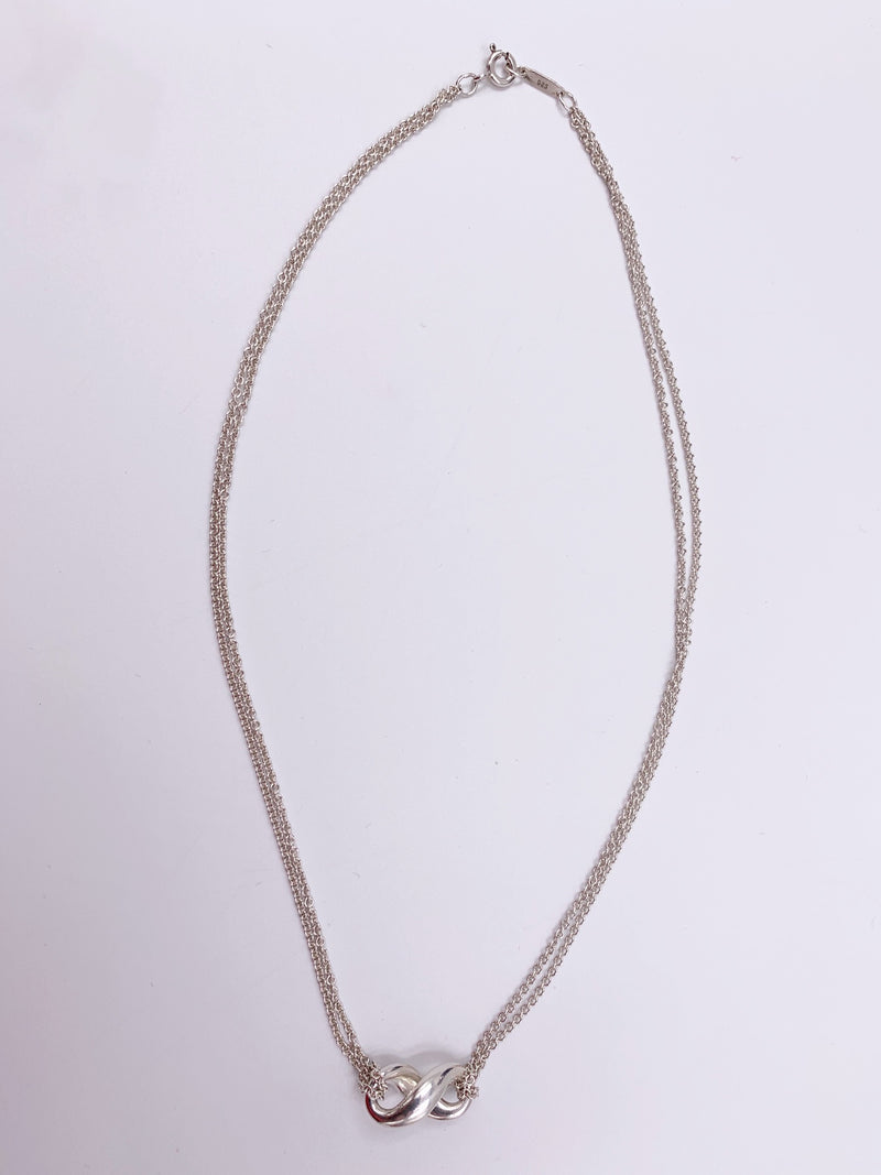 Sold-Tiffany & Co 925 Silver Infinity Pendant with Double Chain Necklace