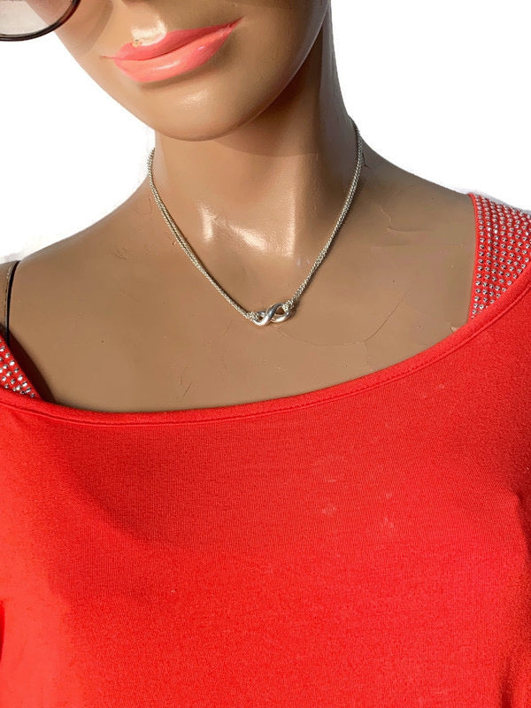 Sold-Tiffany & Co 925 Silver Infinity Pendant with Double Chain Necklace