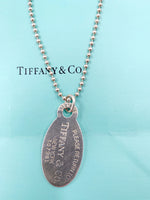 Sold-Tiffany & Co 925 Silver Return to Tiffany Oval Tag Necklace
