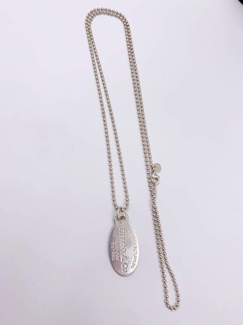 Sold-Tiffany & Co 925 Silver Return to Tiffany Oval Tag Necklace