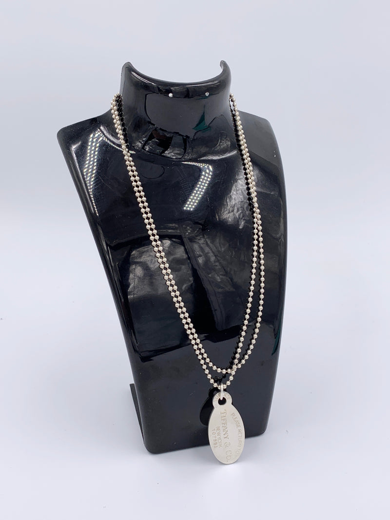 Sold-Tiffany & Co 925 Silver Return to Tiffany Oval Tag Necklace