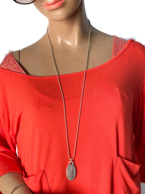 Sold-Tiffany & Co 925 Silver Return to Tiffany Oval Tag Necklace