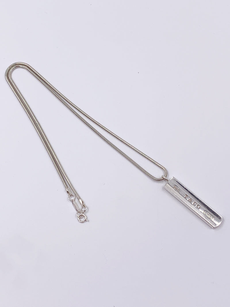 Sold-Tiffany & Co 925 Silver Bar Pendant with Necklace
