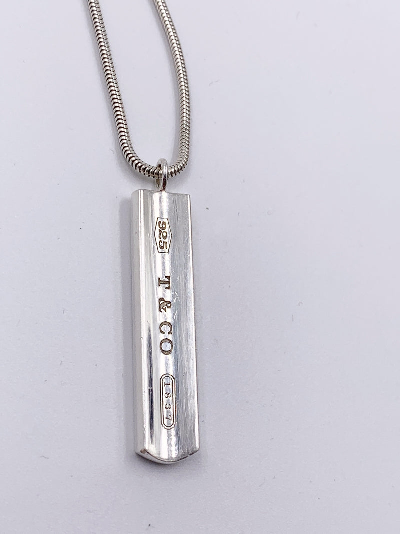 Sold-Tiffany & Co 925 Silver Bar Pendant with Necklace
