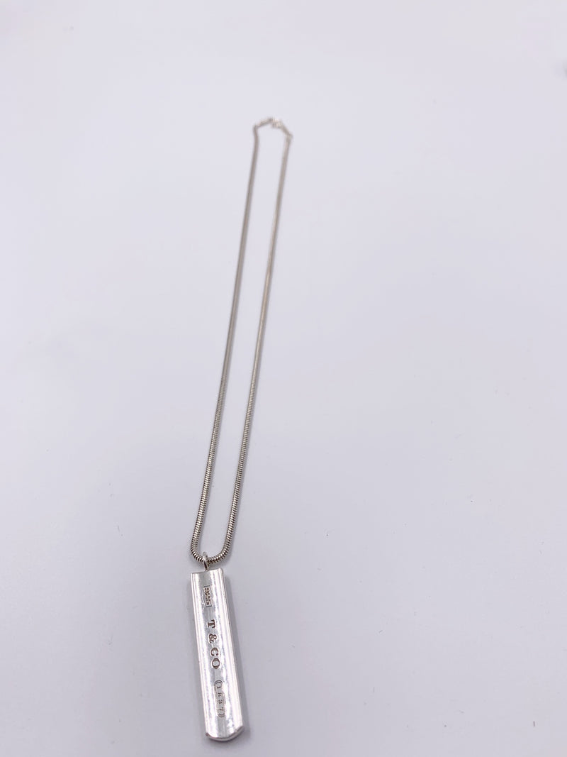 Sold-Tiffany & Co 925 Silver Bar Pendant with Necklace