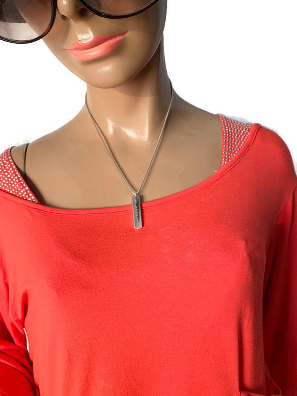 Sold-Tiffany & Co 925 Silver Bar Pendant with Necklace