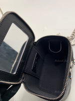 CHANEL Caviar Black Mini Vanity Case Coco Thick Chain Bag  Silver Hardware