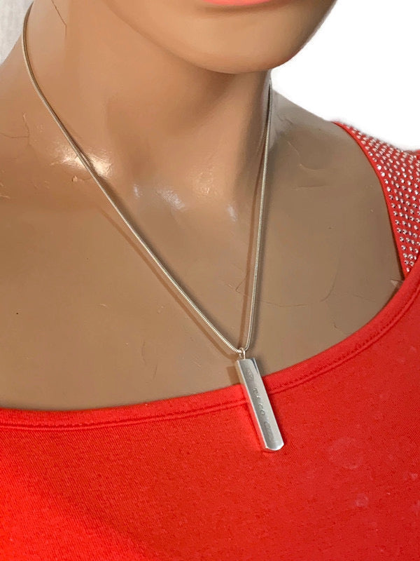 Sold-Tiffany & Co 925 Silver Bar Pendant with Necklace