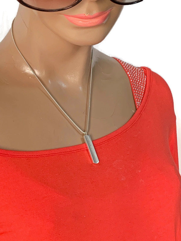 Sold-Tiffany & Co 925 Silver Bar Pendant with Necklace