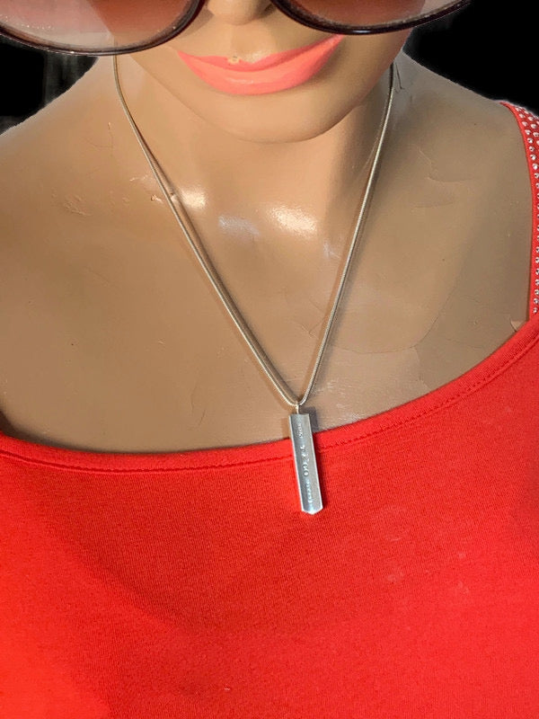 Sold-Tiffany & Co 925 Silver Bar Pendant with Necklace