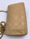 Sold-CHANEL Beige Vintage Lambskin Border Tab Diana Flap Crossbody Bag Gold hardware