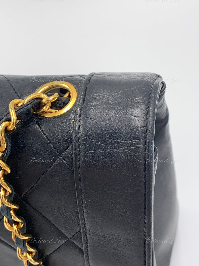 Sold-CHANEL Lambskin Vintage Single Chain Single Flap Crossbody Bag Black/gold