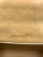 Sold-CHANEL Beige Vintage Lambskin Border Tab Diana Flap Crossbody Bag Gold hardware