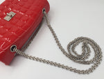 Sold-CHANEL Patent Leather Chocolate Bar Flap Bag red/silver