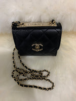 Sold-CHANEL Black Lambskin Mini Trendy CC Bag Gold Hardware